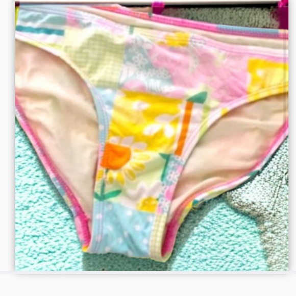 Lilly Pulitzer Vintage Bikini Bottoms Patchwork Green Pink - Picture 1 of 4
